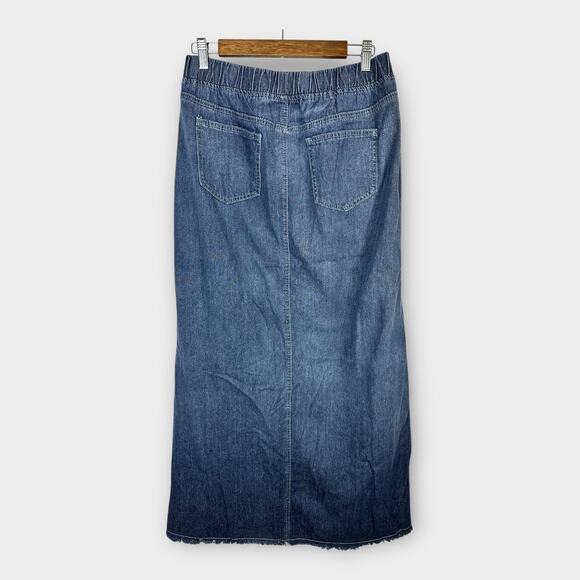 Denim Jean Maxi Skirt Womens size Medium Pull On Boho Festival - Picture 2 of 7